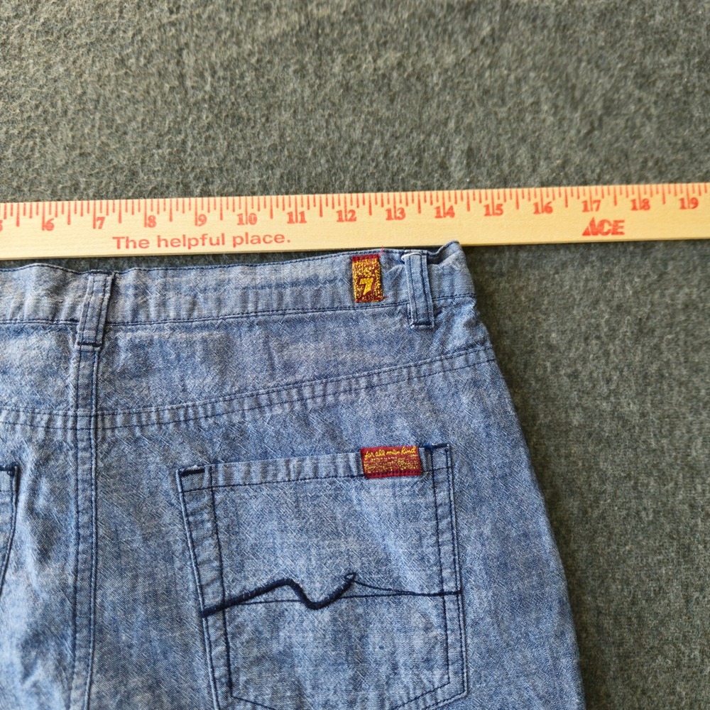 7 For All Mankind Boys Blue Cotton Chambray Shorts Size 16 Light Wash Skater - Picture 6 of 9